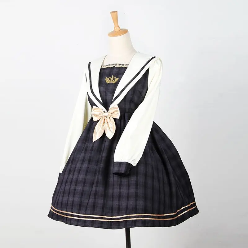 

Japanese soft sister uniforms sailor suit Slim dress cos sweet students College Lolita dress