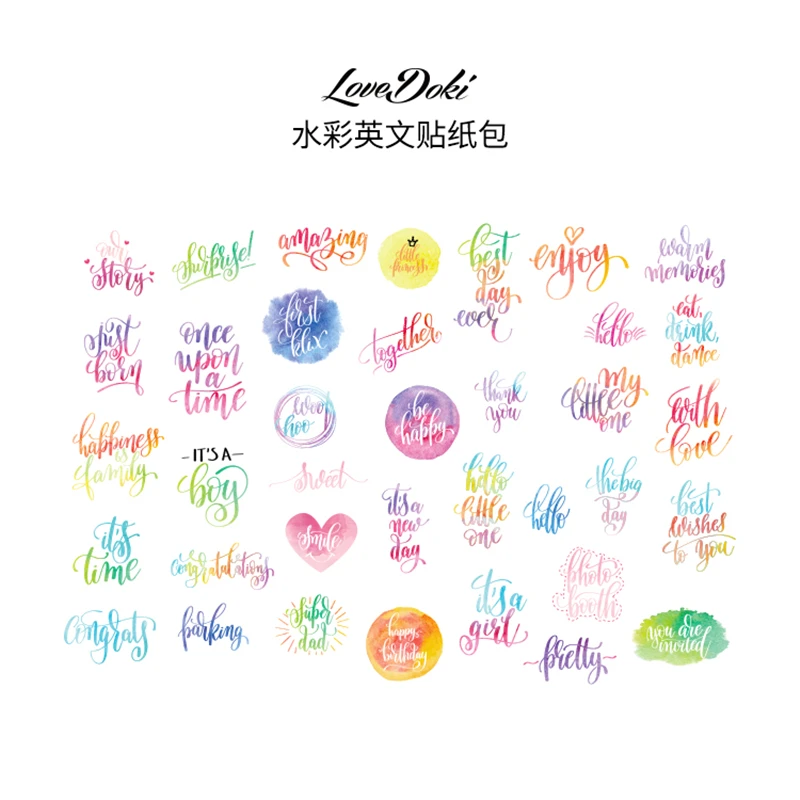 Lovedoki Водные Цвета английские слова стикер пакет пуля журнал наклейки