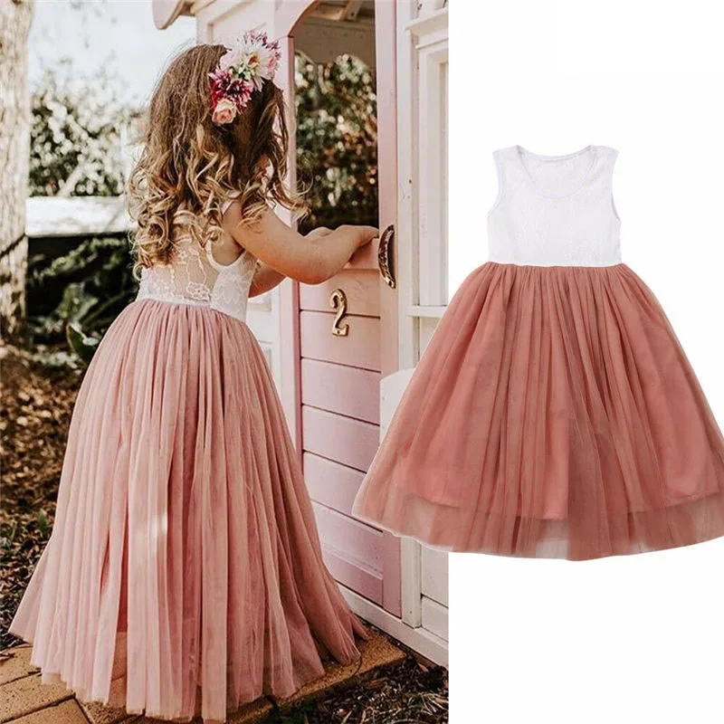 Princess Tulle Dress for Baby Girls Summer Kids Clothes Baptism Party Wedding Costume Toddler Lace Tutu Children Clothing | Детская