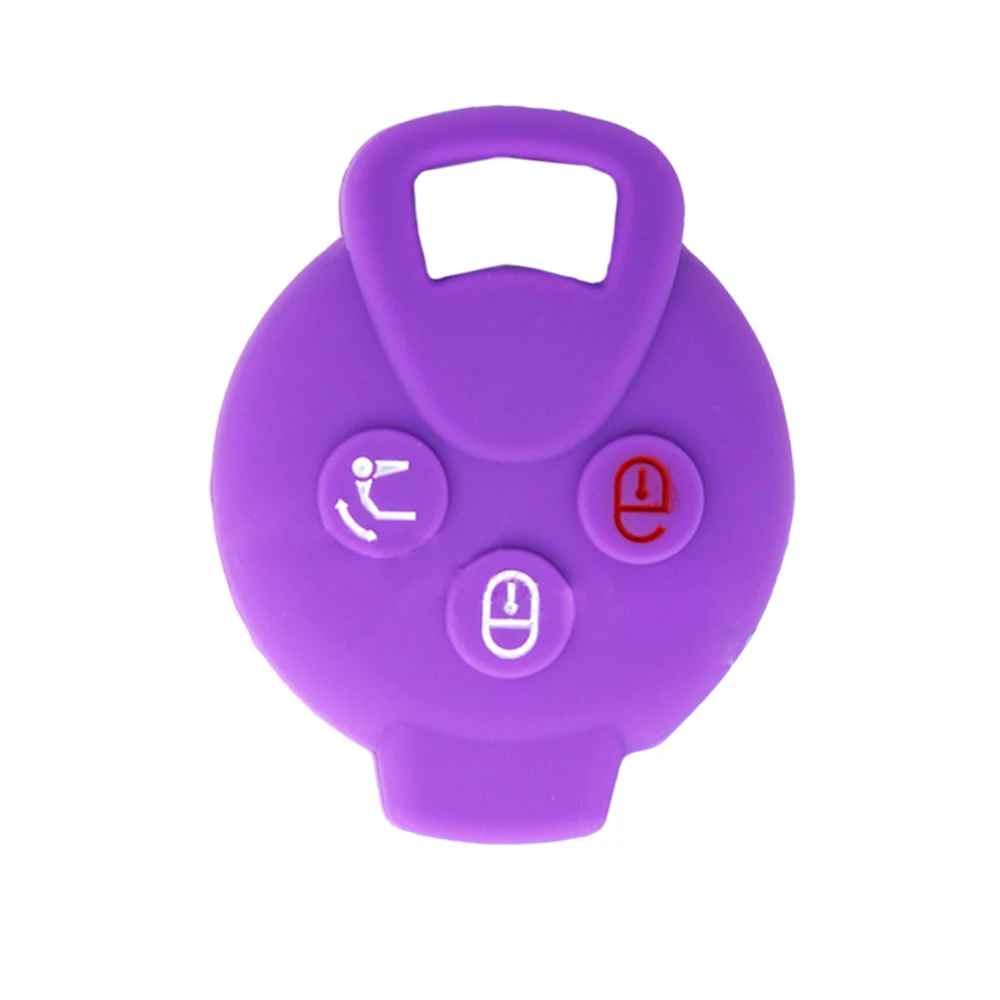 PURPLE JEAZEA 3 кнопки силиконовый для ключа автомобиля чехлы дистанционного оболочки Защитная крышка для Mercedes Benz Smart Fortwo ForFour City купе родстер - Название цвета: PURPLE