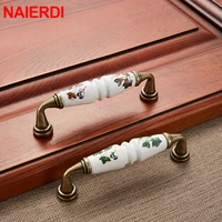 naierdi chinese bronze ceramic cabinet handles zinc alloy drawer knobs wardrobe door handles pulls furniture handle 96mm128mm
