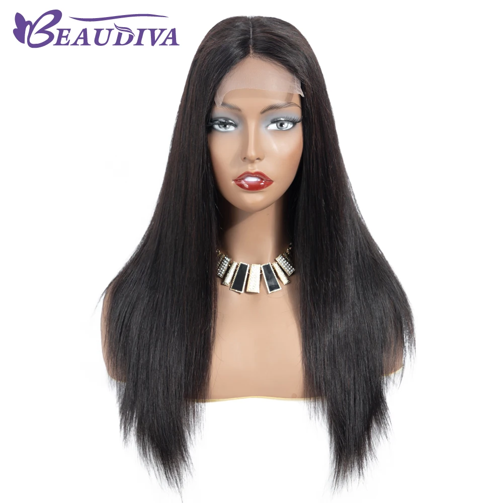 Beaudiva 4*4 закрытие шнурка человеческие волосы парики 4#2# для женщин малазийские прямые волосы человеческие волосы парики с детскими волосами линяют бесплатно