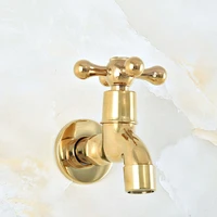 gold color brass single cross handle wall mount bathroom mop pool faucet garden water tap laundry sink water taps mav142