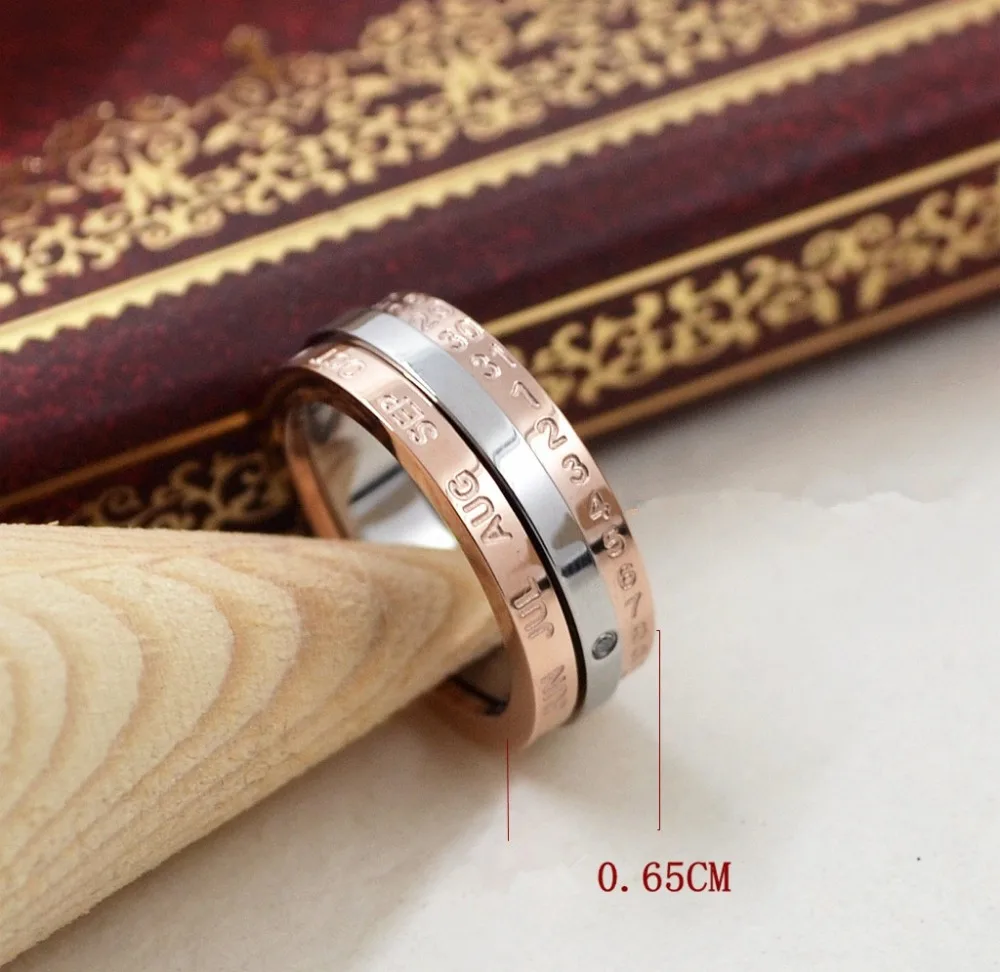 Женское и мужское кольцо с цифрами HFYK розовое золото из нержавеющей стали для