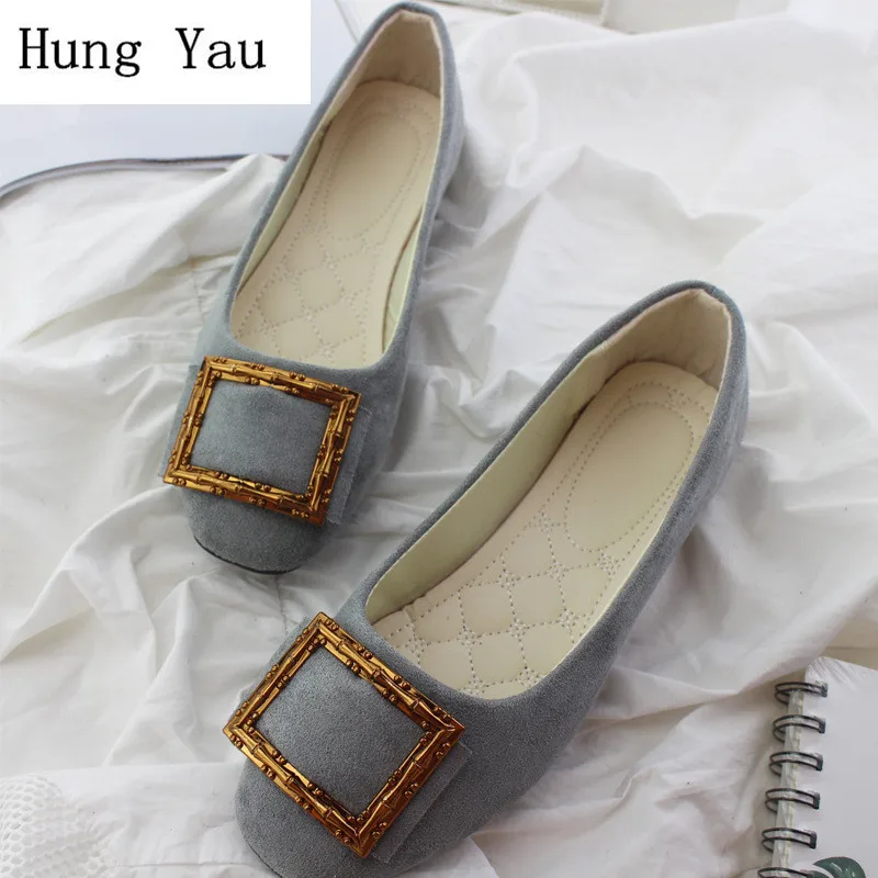 

Big Size Women Flats Shallow Candy Color Shoes Woman Loafers Autumn Fashion Metal Decoration Sweet Flat Casual Plus Size 35-42