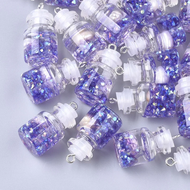 100 шт. стеклянные подвески в виде бутылки с водой полимерным жемчугом фурнитура