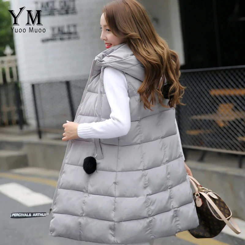 Новое поступление 2017 Женский Длинный жилет YuooMuoo Модный женский с капюшоном