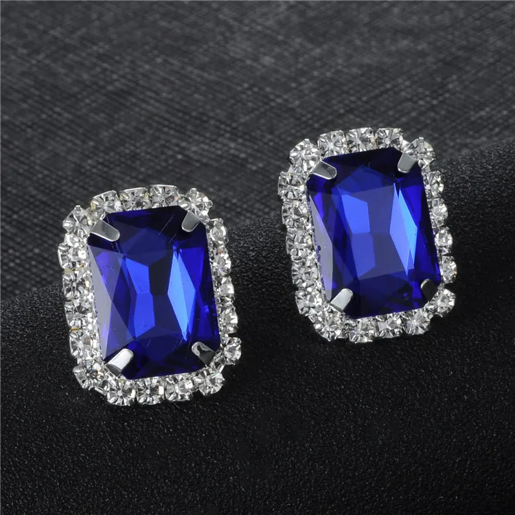 Женские прямоугольные серьги-гвоздики серебряного цвета модные ювелирные