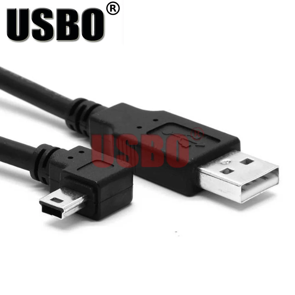 High quality Elbow black 0.5M 1.5M USB data extension line 90 degree elbow 2.0 male to Mini hard disk phone cable | Электроника