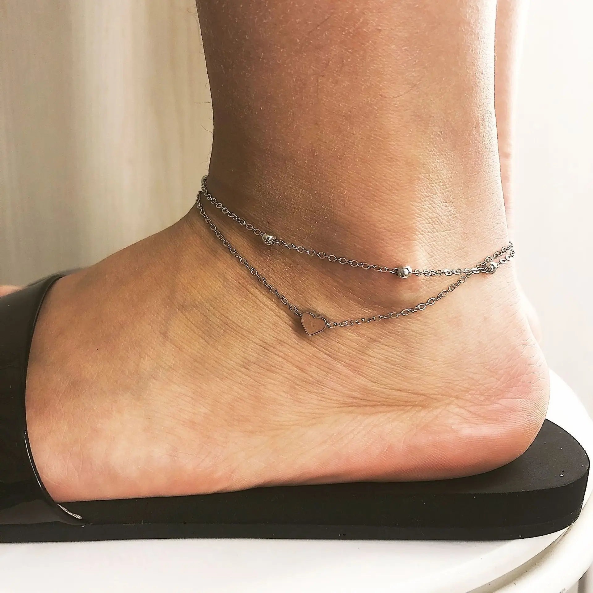 Женские сандалии на щиколотке Простые с сердечками летние пляжные украшения для