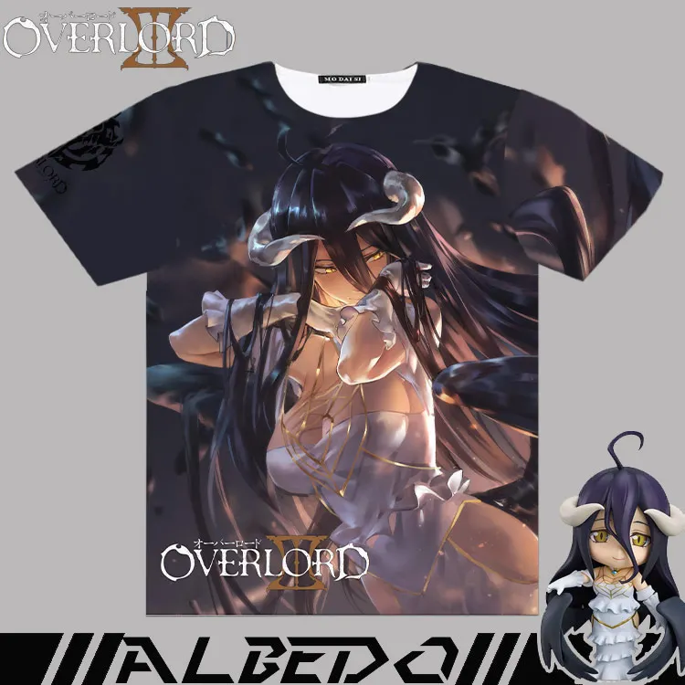 Мужская и женская футболка персонаж аниме Overlord Albedo Shalltear косплей Полный Рисунок с