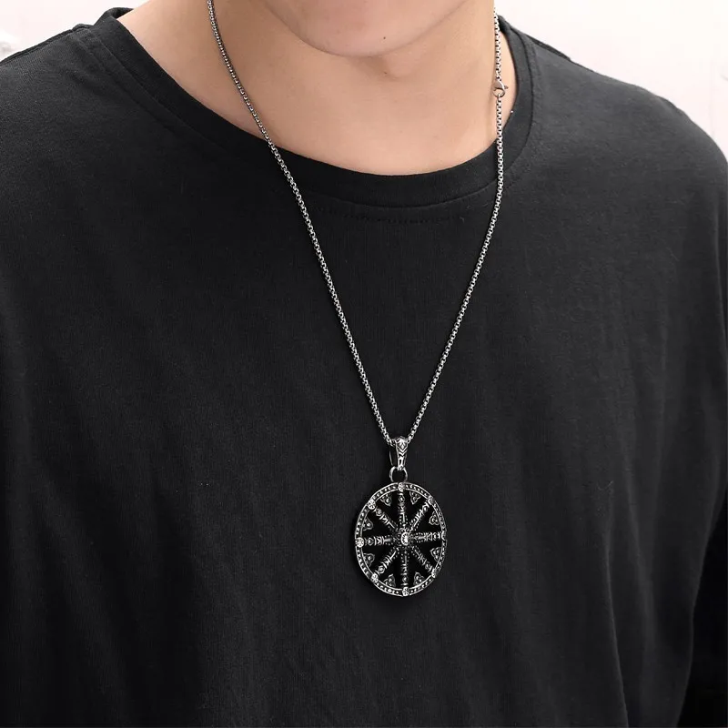 RIR Нержавеющая сталь черный колесо дхармы жизни Сансара буддийский амулет кулон