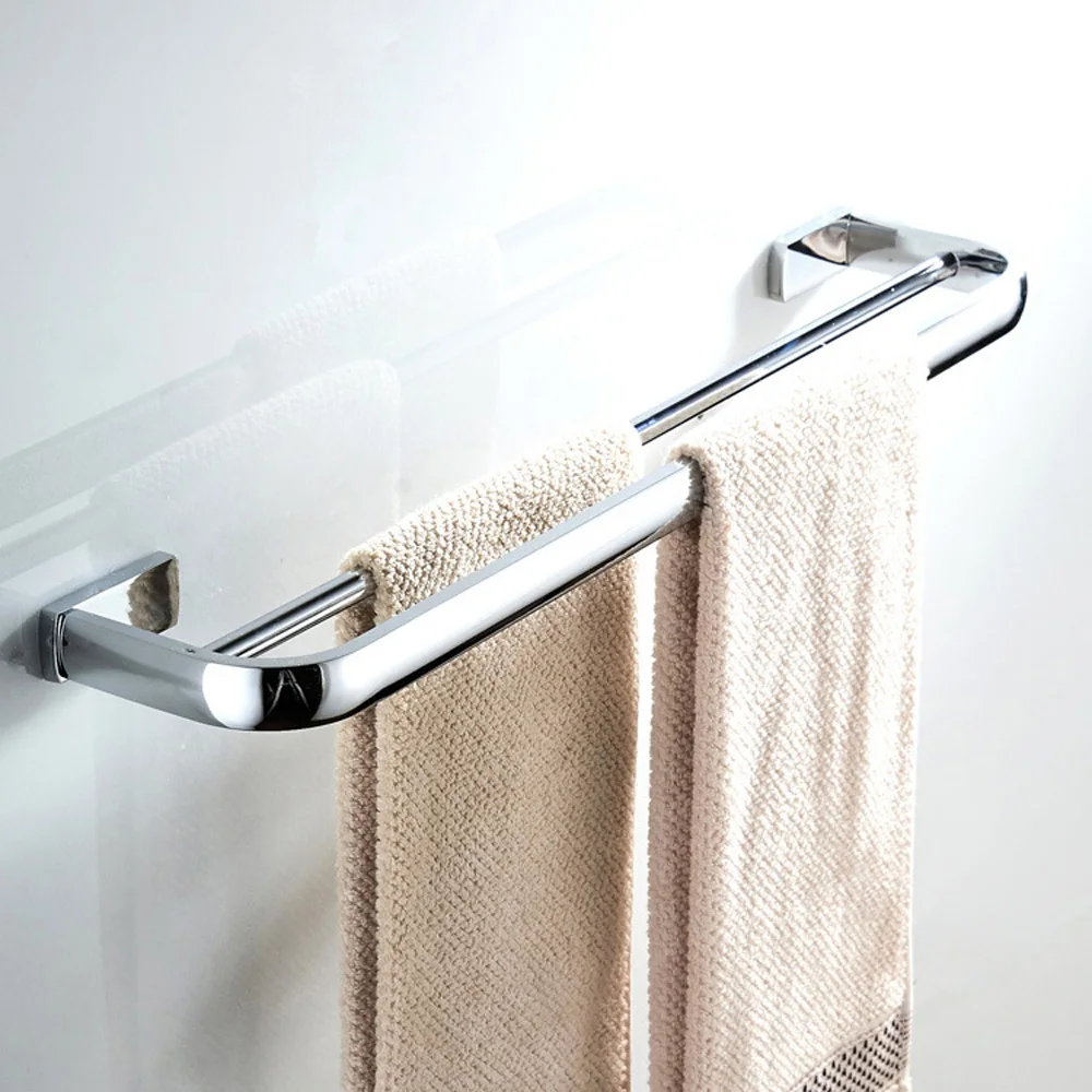 

Leyden Bathroom Chrome Solid Brass Double Towel Bars Wall Mounted Towel Holders Bathroom Accessories Towel Rail Hangers