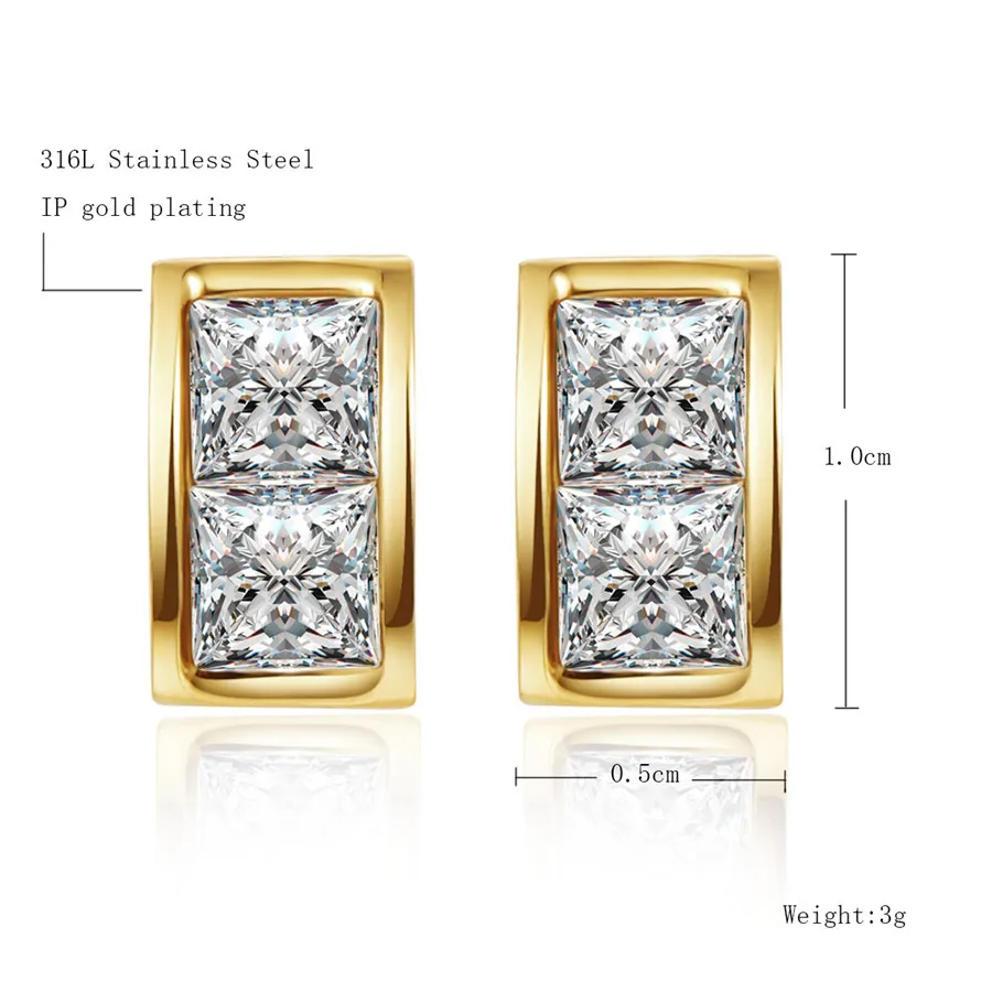 Серьги пусеты Martick из нержавеющей стали золотого цвета квадратные женские серьги