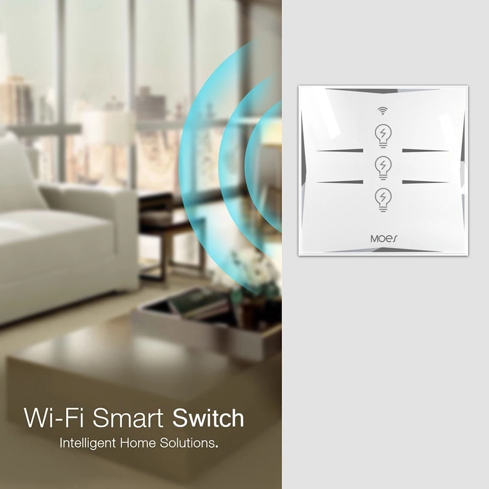 Wi Fi умный настенный сенсорный выключатель ЕС мощность мобильное приложение