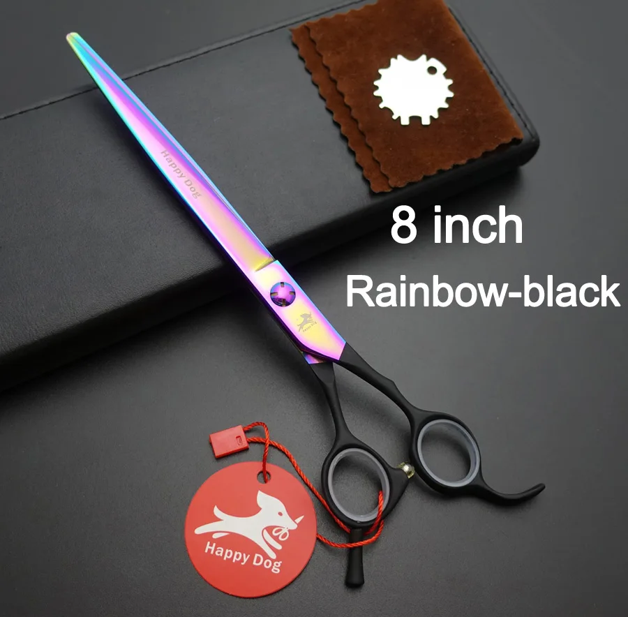 8 in.Rainbow-black 7," /8" профессиональные ножницы для ухода за собаками, ножницы для резки/ножницы JP440C - Цвет: 8 in.Rainbow-black