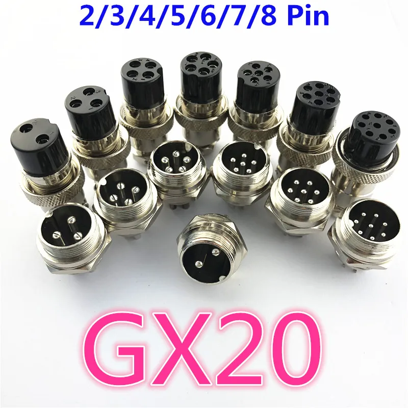 1 комплект GX20 2/3/4/5/6/7/8 Pin типа папа + Женский 20 мм L94 100Y круглой проволоки Панель