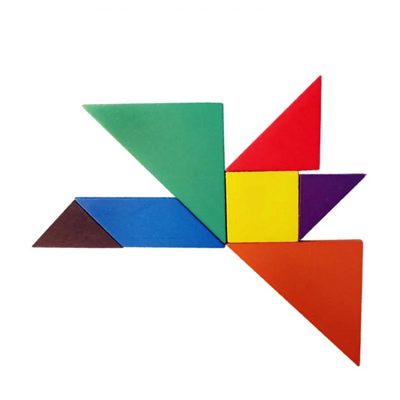 Montessori Wooden Tangram Jigsaw Puzzle Toy Geometry Shape Kids DIY Early Educational Toys for Children Development Game