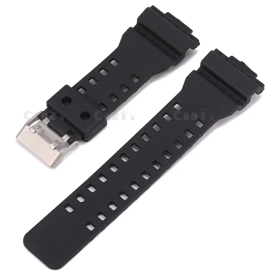 Ремешки для часов из полиуретана 16 мм матовые черные/яркие силиконовый каучук
