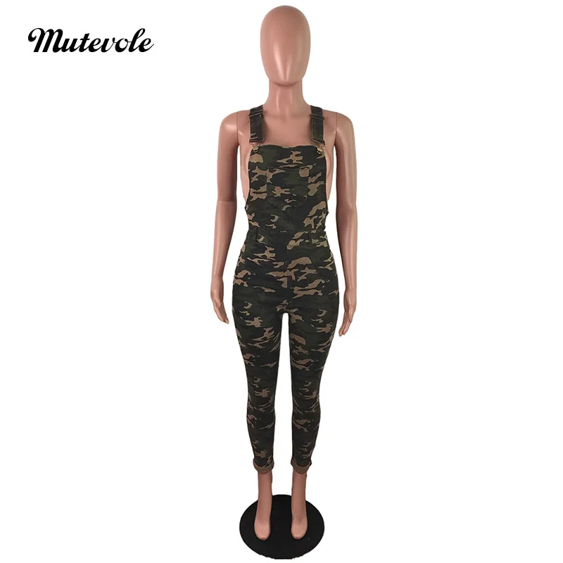 Mutevole Sexy Skinny Camouflage Jumpsuit Women Casual Bodcyon Sleeveless Back Zipper Club Party Print Overall | Женская одежда