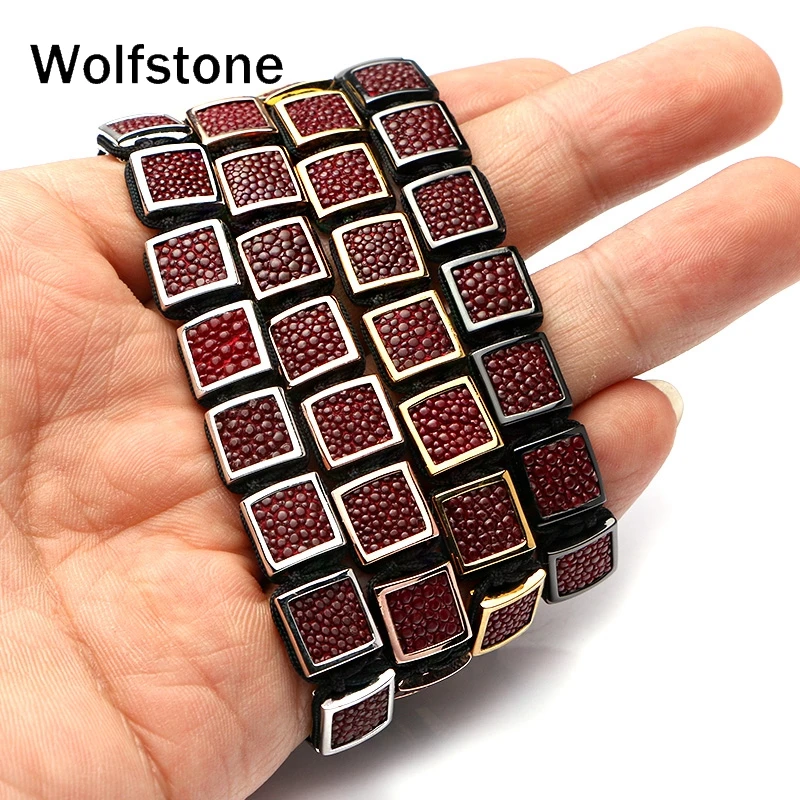 Wolfstone 1 psc Роскошные известная марка ювелирных изделий из натуральной кожи ската
