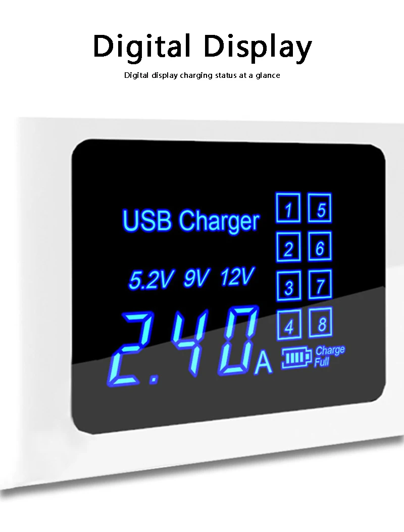 USB зарядное устройство портативный мульти порт быстрое с 4 портами настенное ЖК