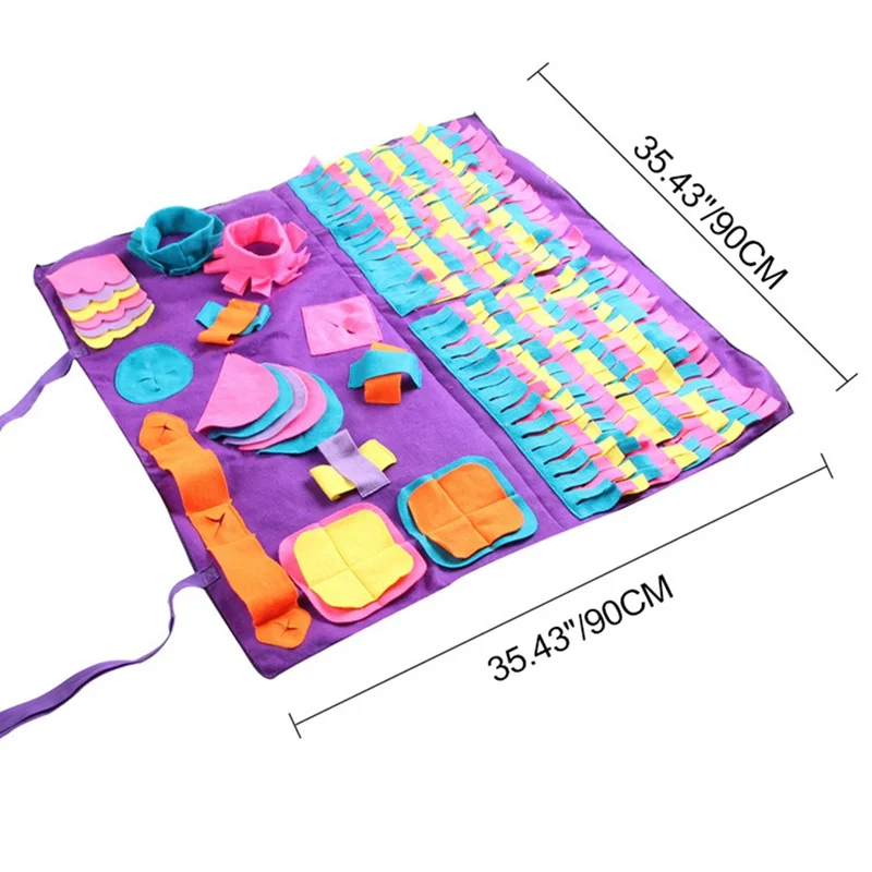 90x90-A Dog Snuffle Mat Puppy Cat Pet Sniffing Training Soft Pet Nose Pad Puppy Activity Training Blanket Detachable Fleece Pads - Цвет: 90x90-A