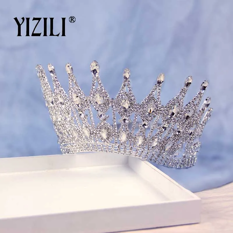 Новая Роскошная большая свадебная корона YIZILI Стразы Великолепная
