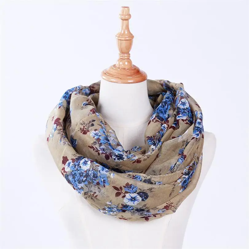 Горячая Распродажа Новый Модный Теплый Женский цветочный шарф на петельках
