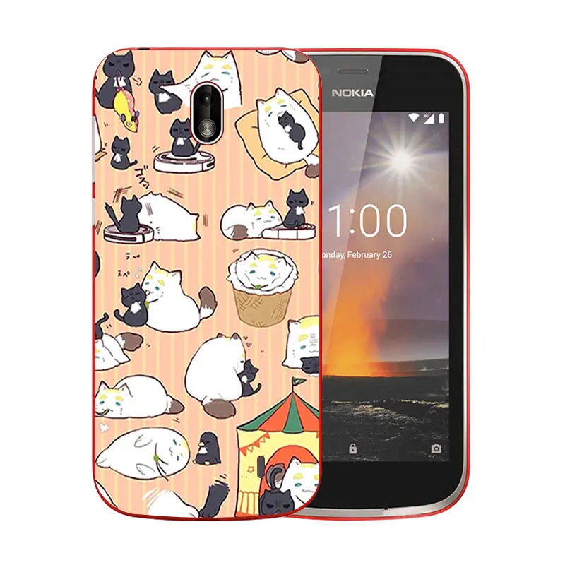 for Nokia 1 2018 Phone Case Luck Cat Pattern Full Protective Ultra Thin TPU Shells 4.5&quot DIY Picture Cover |