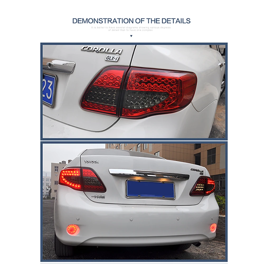 Небольшой светодиодный задний блок освещения для Toyota Corolla 2009 2010 дневные ходовые огни стоп-сигнал для поворота DRL лампы автомобильные аксессуары