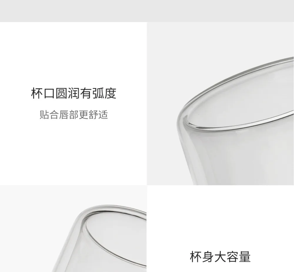 2 шт xiaomi mijia17PIN стеклянная двухслойная чашка боросиликатное стекло 400 мл большая чашка для вина