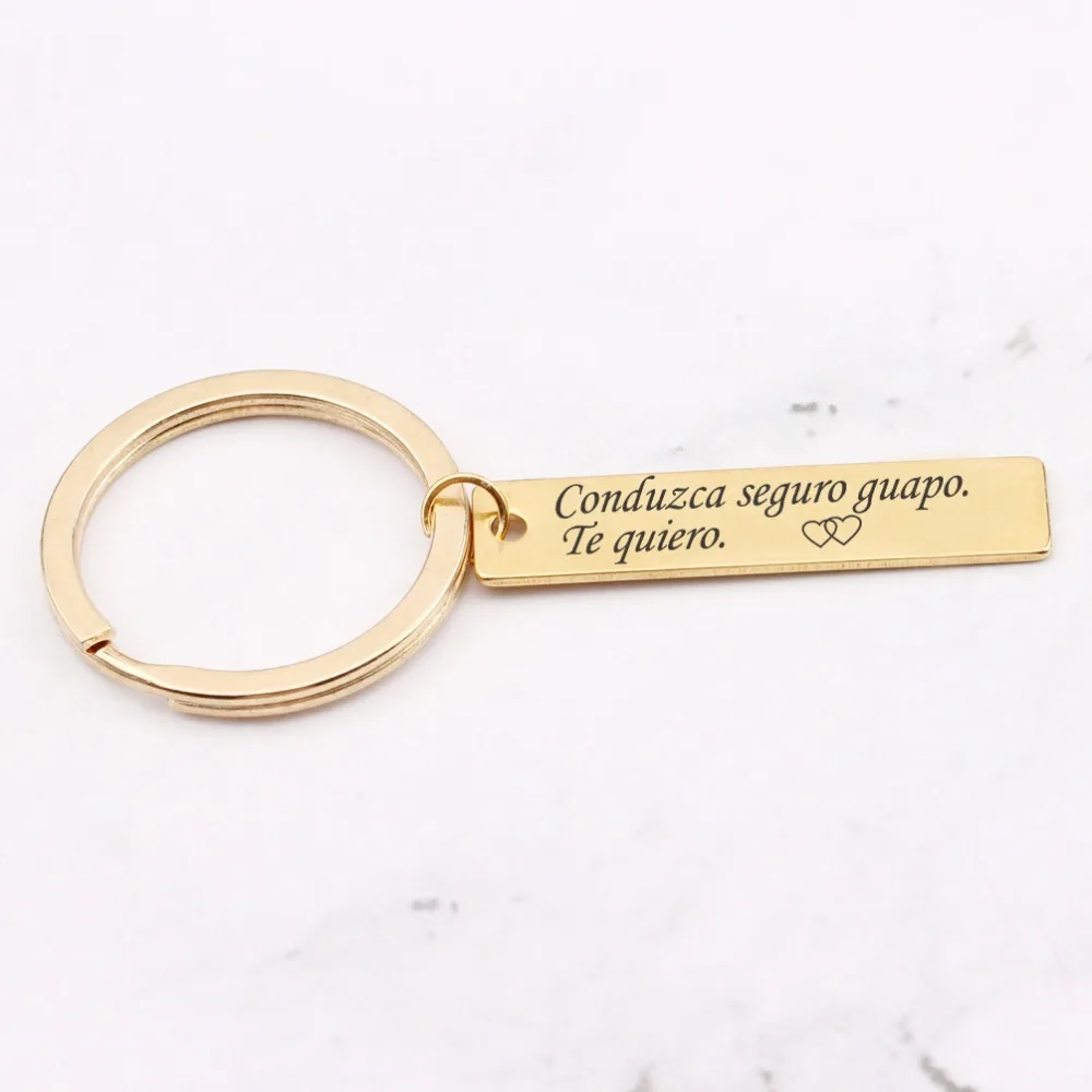 Engraved Spanish language Drive safe Handsome I love you key Chains Couples lover's Parents Tag Driver Keys Holder driver | Украшения и