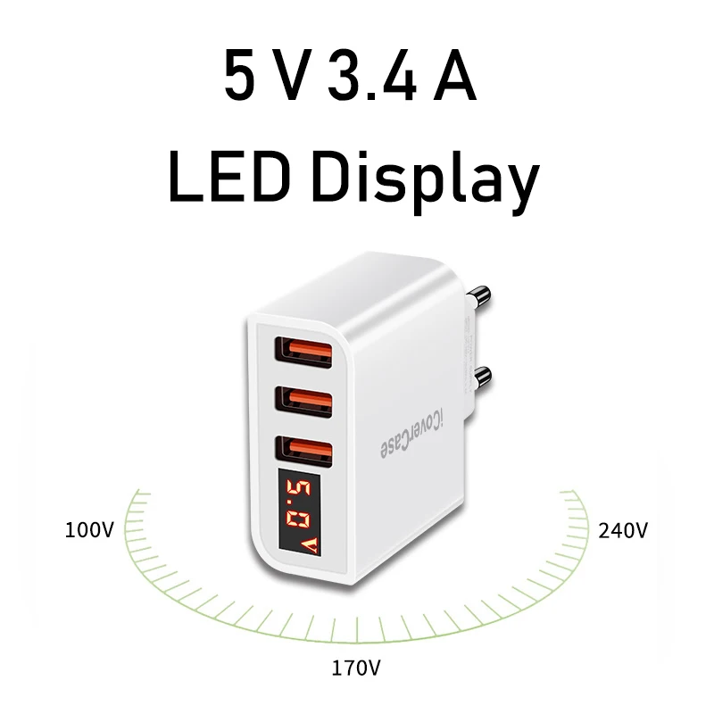 Светодиодный дисплей 3 usb порта быстрое зарядное устройство для iPad chargeur для iPhone 4 5S 6 7 8 Plus X XS MAX samsung Xiaomi huawei зарядное устройство для телефона
