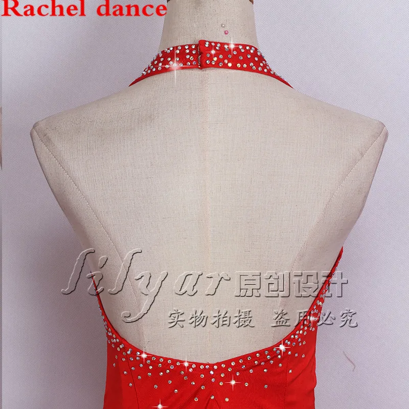 

2017 Luxury New Latin Dance Dresses Dance Dress S-XXL Salsa Dance Skirts Women Deep V collar Ladies Latin Diamond Dance Skirts