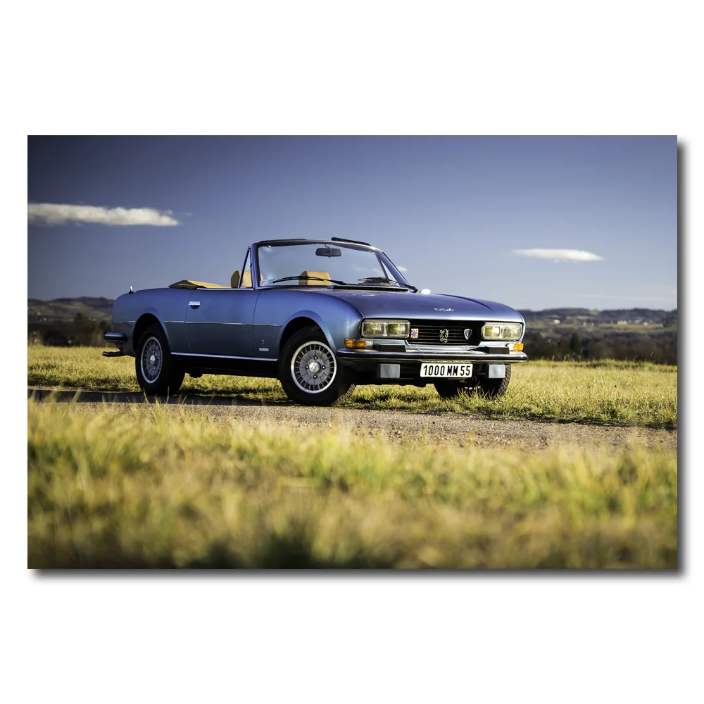 Peugeot 504 v6 convertible vintage Car Printed Wall Art Canvas Poster Painting for Room Decor | Дом и сад