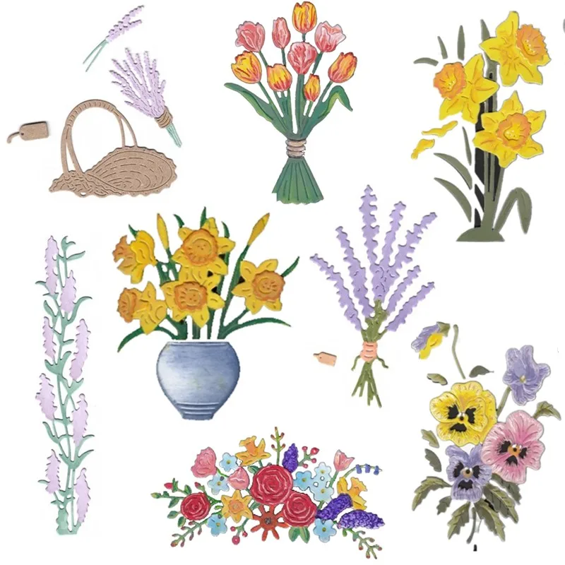 Лавандовые Daffodil Morning Glory цветы для резки металла DIY скрапбукинга тиснение