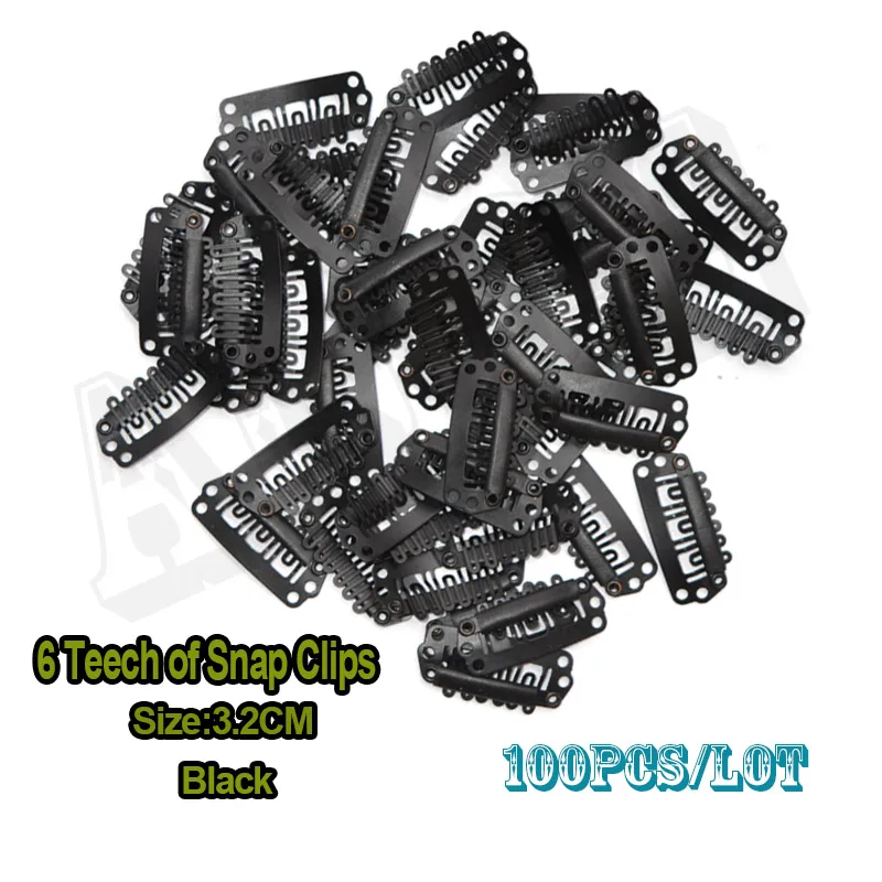 

100pcs hair clips Snap Clips for Hair Extensions weft wig clips 32mm long x 17mm wide