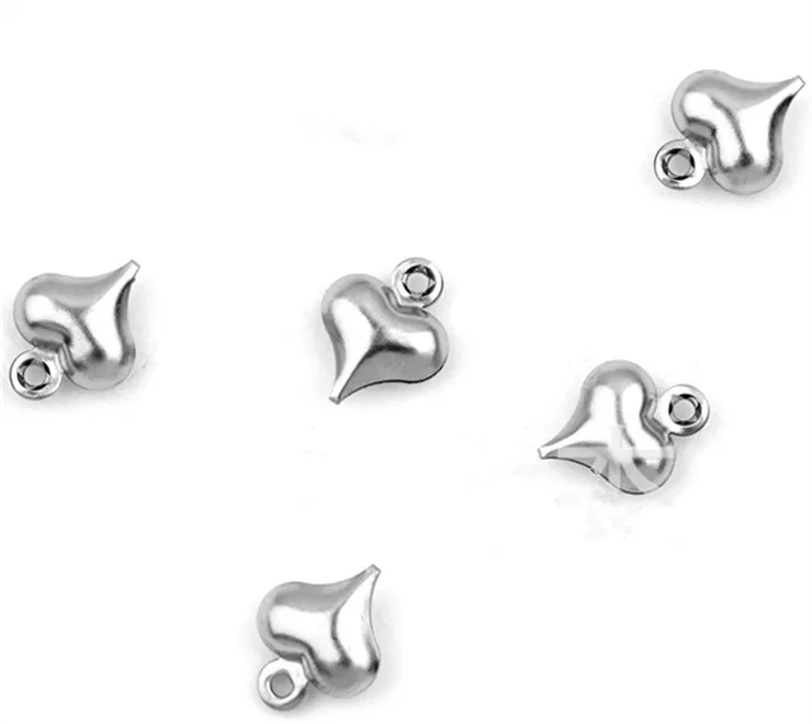 

50pcs/lot 10x8mm Stainless Steel (Not solid) Tiny Heart Charms Pendant DIY Handmade Jewelry Accessories