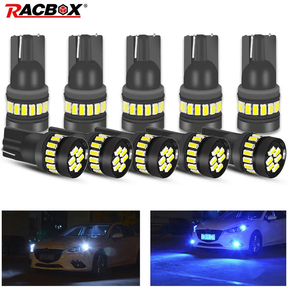 RACBOX 10 шт. T10 светодиодный сигнальный светильник автомобильная лампа 12 В 3014 21SMD W5W