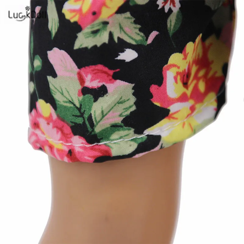 LUCKDOLL цветок короткий рукав шорты комплект подходит 18 дюймов Американский 43 см BabyDoll одежда аксессуары, игрушки для девочек, поколение, день рождения Gif