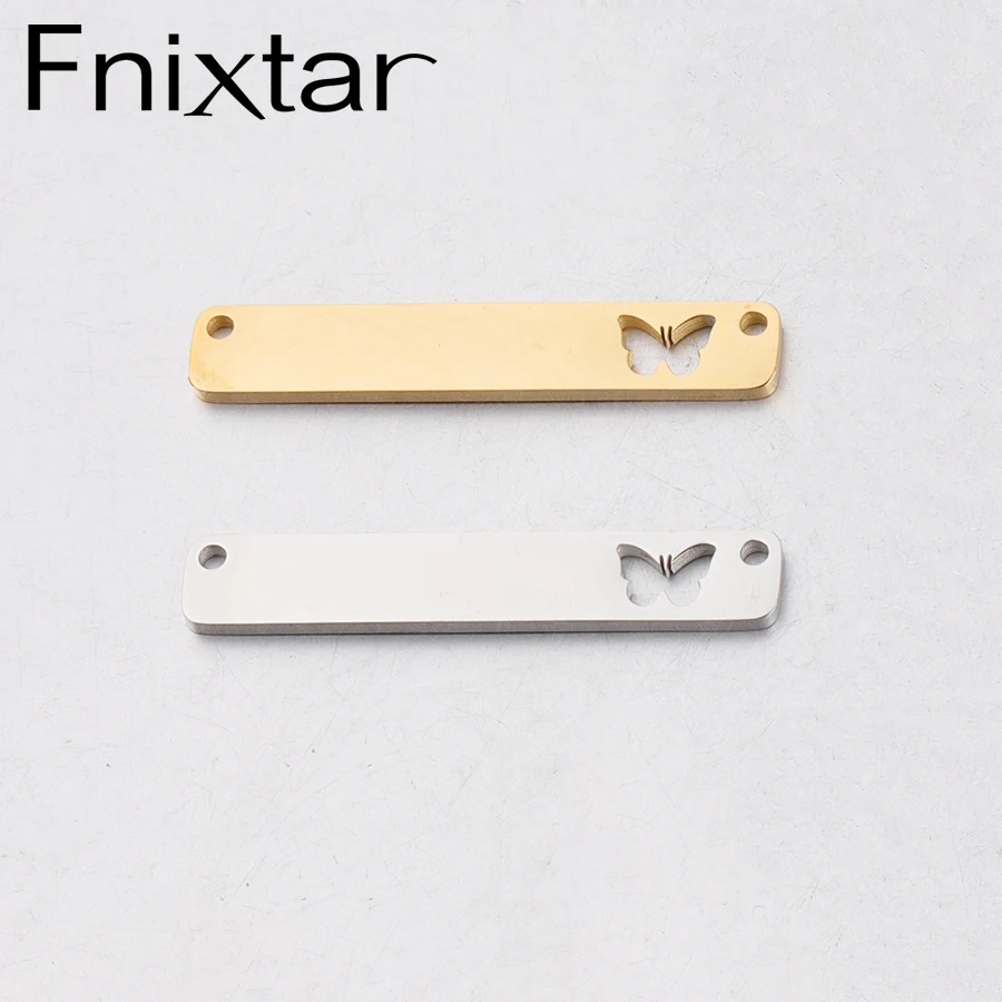 Fnixtar нержавеющая сталь зеркальная полированная чистая бирка под штамповку прямоугольник полый сердечный соединитель Шарм DIY Ювелирные изделия 1,5*6*35 мм 20 шт./лот