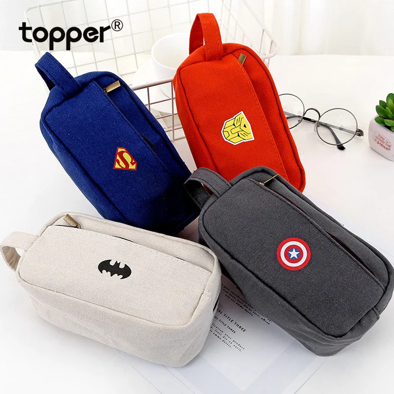 Супергерой Холст Карандаш Чехол творческая большая емкость сторона открытая