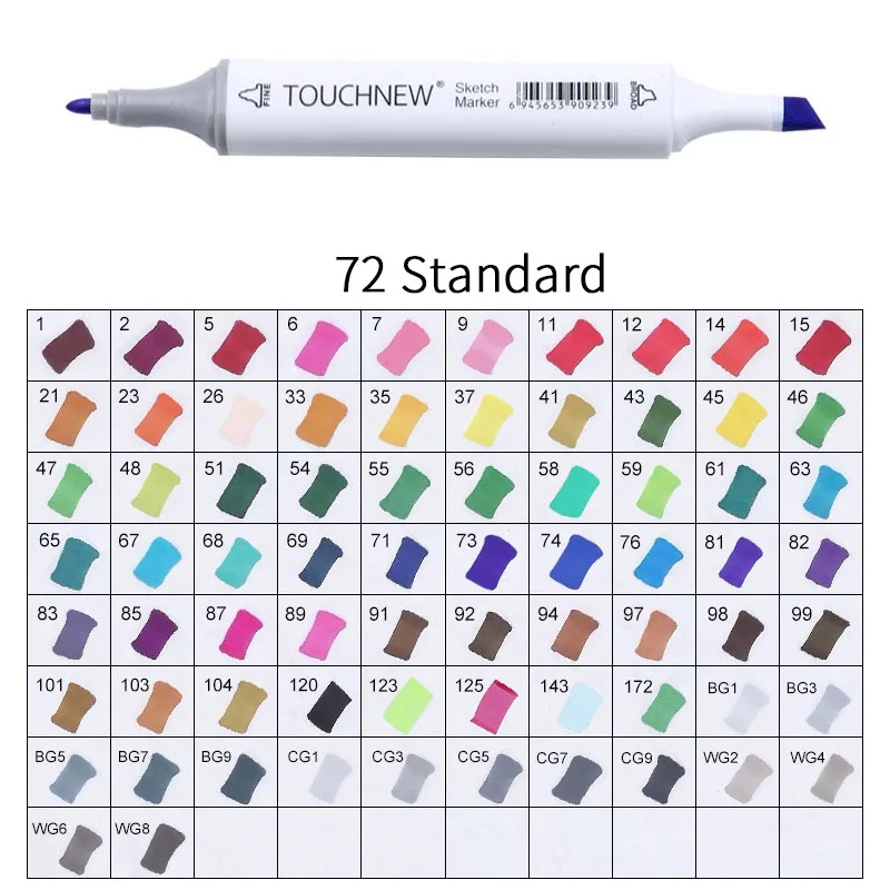 white 72 Standard Touchnew Набор цветных копировальных маркеров спиртовые ручки, маркеры для рисования товары для рукоделия кисть манга для рисования акриловый дизайнерский набор ручек для студентов - Цвет: white 72 Standard