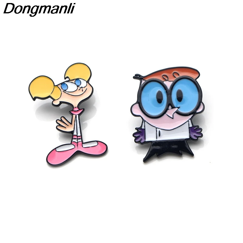 P3284 Dongmanli Dexter's Lab эмалированная булавка броши мультфильм креативная металлическая брошь булавки Джинсовая Шляпа значок воротник ювелирные изделия 1 шт