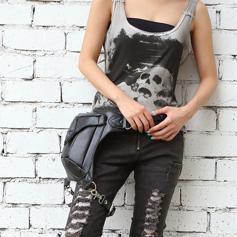 Высокое качество из искусственной кожи унисекс поясная нога сумка мотоциклист