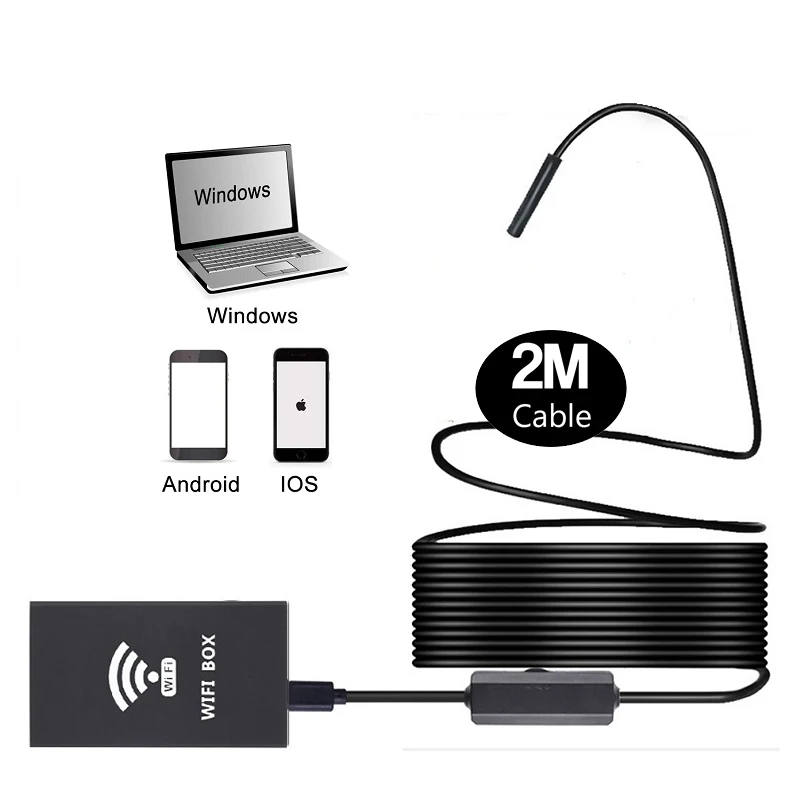 ZCF140 2 метра жесткий кабель HD1200P Инспекционная камера usb Беспроводная wifi бороскоп