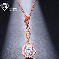 lxoen 2019 new design round necklace for women white rose gold 3 colors fashion zircon jewelry for women gift