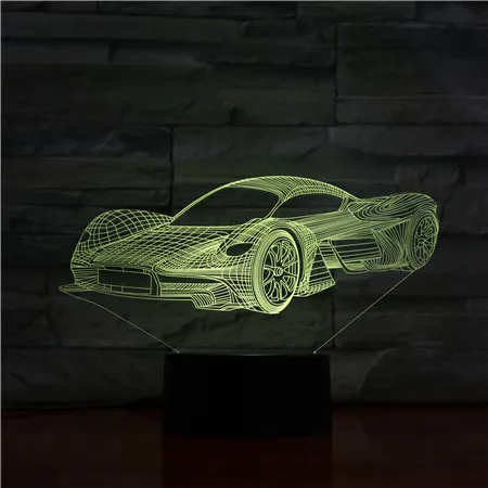 3D 1475 спортивный автомобиль 7 цветов лампа Акриловая Оптическая иллюзия с USB