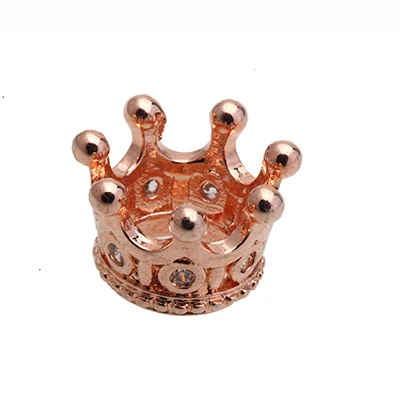 AG01C-Rose gold Бусины для изготовления ювелирных изделий Кристалл CZ Геометрическая Корона Леопард шлем Череп Круглые бусины для изготовления ювелирных изделий DIY браслет - Цвет: AG01C-Rose gold